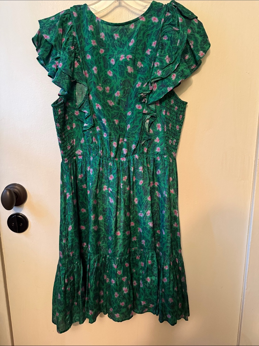Roller Rabbit Green Floral Ruffle V-Neck Dress - Picture 2 of 7